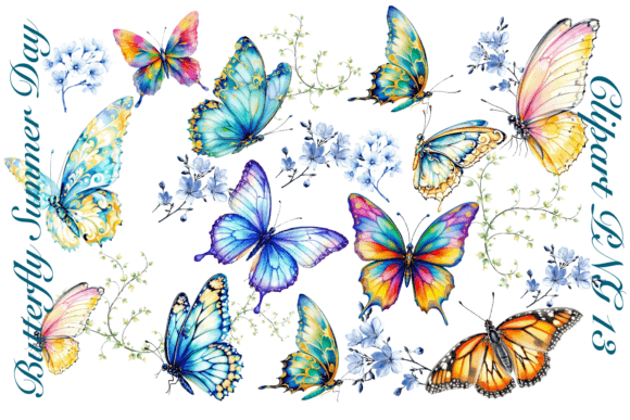 Butterfly Summer Day Clipart for Creative Projects
