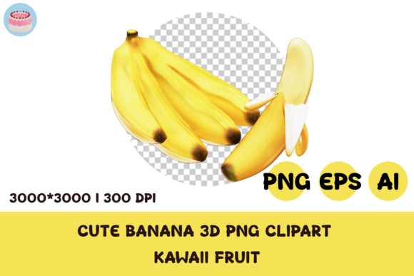 Cute Banana 3D PNG Clipart Kawaii Fruit: A Versatile Design Asset