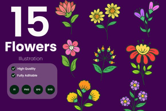 Enhance Your Designs with the Flower Illustration Pack