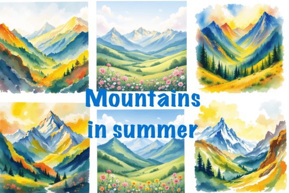Exploring the Beauty of Mountains in Summer Clipart: A Versatile Design Resource