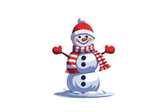 Illustration of a Snowman with Red Hat: A Versatile Design Element for Creative Projects