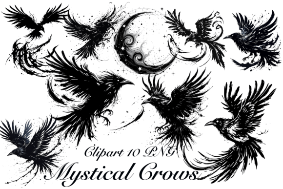 Mystical Crows Clipart: A Timeless Design Element for Modern Creative Projects