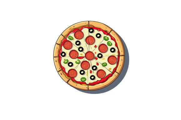 Pepperoni Pizza with Olives and Pepper: A Versatile Design Asset for Creative Workflows