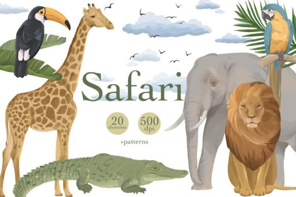 Safari Jungle Animals Clipart: Creative Design Possibilities