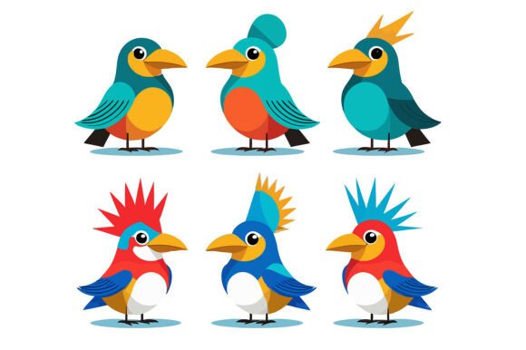 Six Colorful Cartoon Birds: A Vector Asset Evaluation