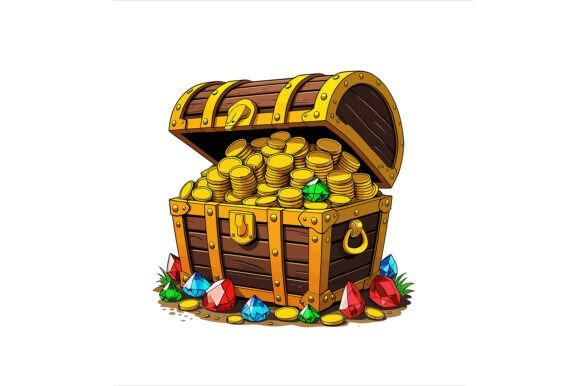 Treasure Chest Filled with Gold Coins Vector