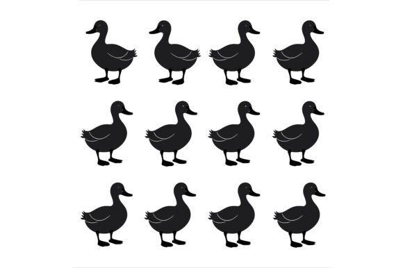 Unlocking Creativity with Vector Art of Group of Black Duck for Modern Design Projects