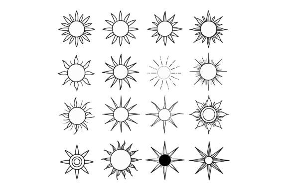 Unlocking Creativity with Vector Art of Set of Different Sun Shape