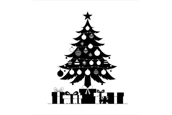 Vector Art of Christmas Tree with Gift