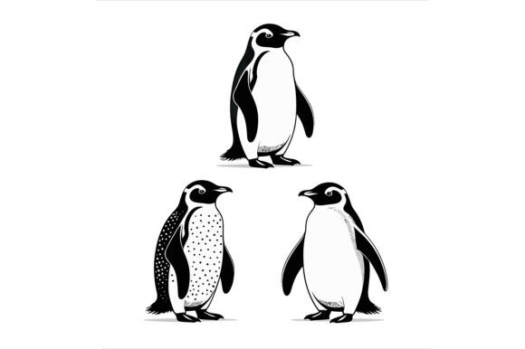 Vector Art of Three Penguins Standing