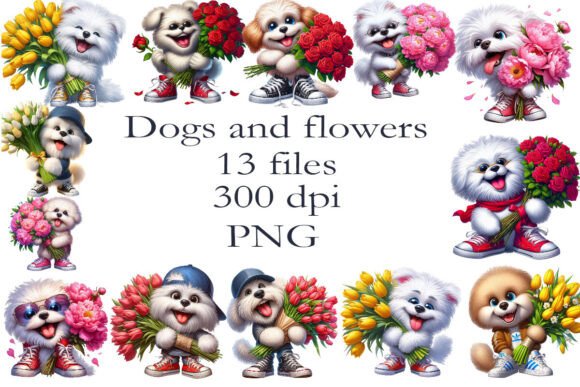 Watercolor Clipart of Dogs and Flowers: A Versatile Creative Asset for Designers and Entrepreneurs