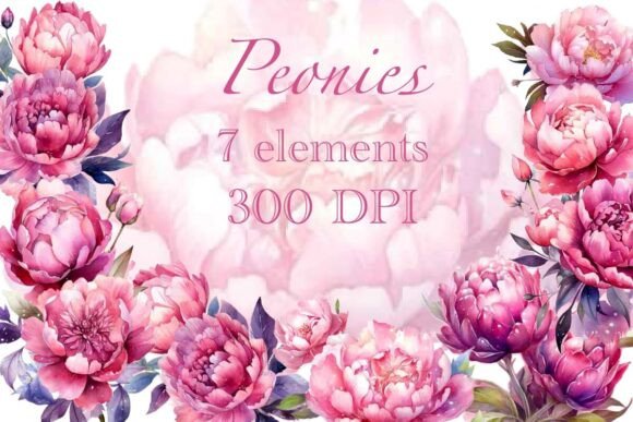 Watercolor Pink Peonies Clip Art PNG β Creative Possibilities for Every Project