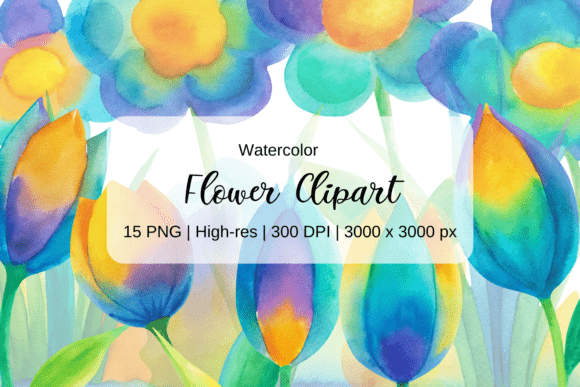 Watercolor Spring Flowers PNG Clipart: A Versatile Design Resource for Creative Projects